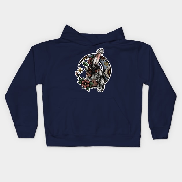 Fran from Final Fantasy 12 (FFXII) in American Traditional Tattoo Portrait Style Kids Hoodie by SamInJapan